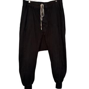Rick Owens DRKSHDW SS22 Prisoner Drawstring Pants sz L black drop-crotch jogger